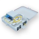 16 port fiber optic wall mount distribution box with 2 1x8 cassette plc and 16 sc pigtail