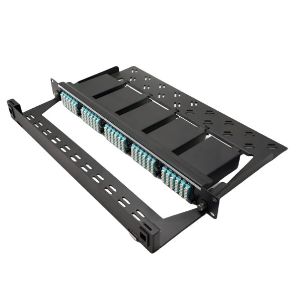 1U 19'' ultra High Density fiber patch panel with 120 Ports loaded 5 pcs LC quad to MPT/MPO Cassette